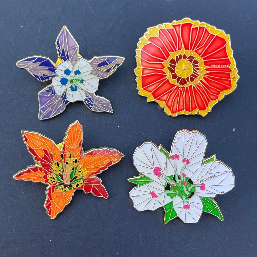 Destination Imagination Trading Pins 2018 Mosaic Flower Set DICO Collectible 4pc